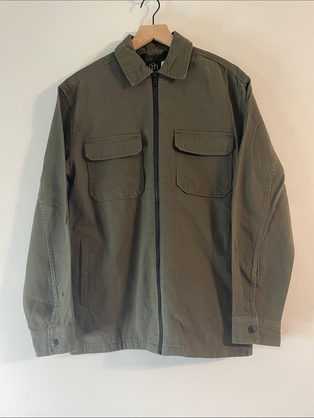 Utility Barn Military Jacket Zip Front Olive Green Men’s Small